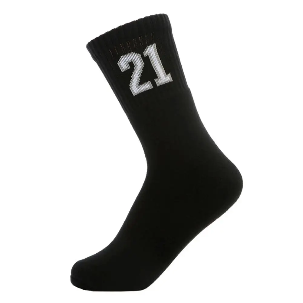 MISSKY новый для мужчин белый черный цвет звезда Мода номер печатных полотенца носки для девочек Дышащие носки