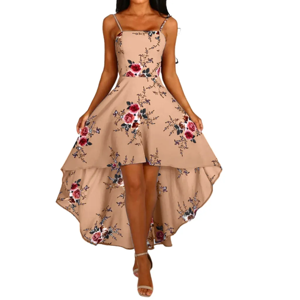 Модное летнее длинное платье в стиле бохо с бретельками, необычное летнее платье, повседневное пляжное платье для свинга, женское вечернее платье, Vestido de festa - Цвет: Khaki