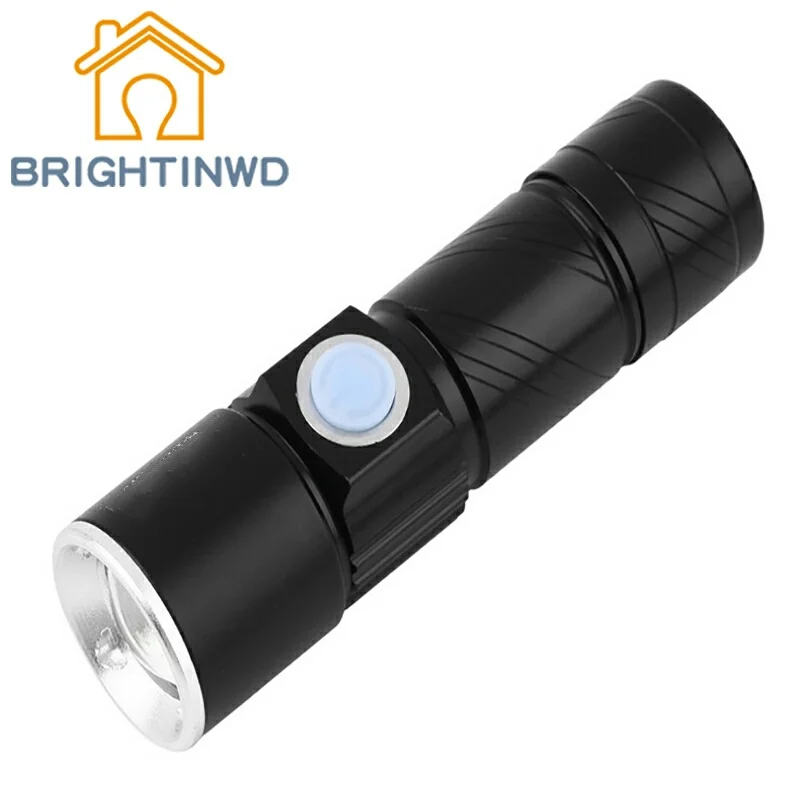 

BRIGHTINWD Led Aluminum Flashlight Stretch Zoom Glare USB Charging Mini Flashlight Outdoor Camping Daily Portable Self-defense