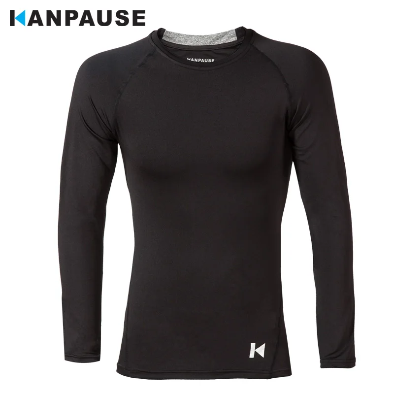 

New Arrival KANPAUSE Men's Tight Long Sleeve Training T-shirt Compression Sportswear