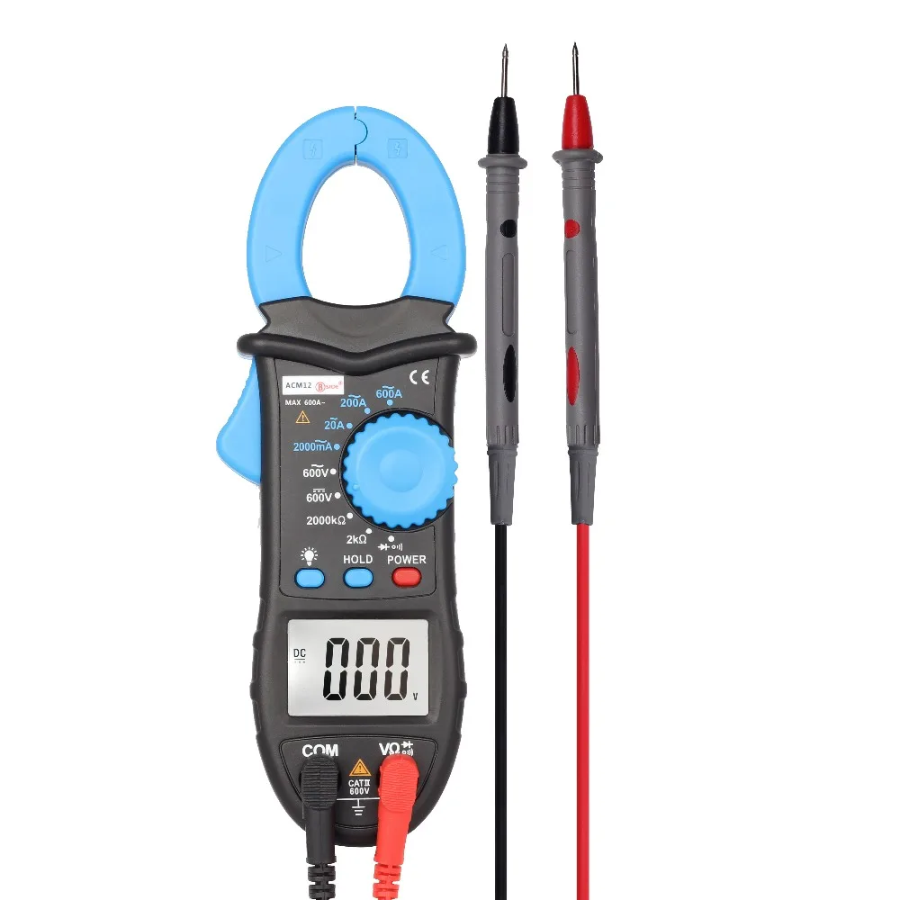 

M064 Bside ACM12 600A AC Current Digital Clamp Meter Multimeter Current Digital Clipon Table Voltage Resistance Continuity Diode