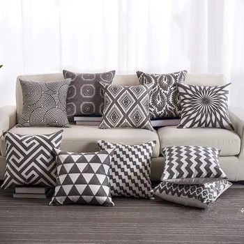 

square 45x45cm Grey geometric embroidery cushion cover sofa classical throw pillow case decorative back cushion pillow cover
