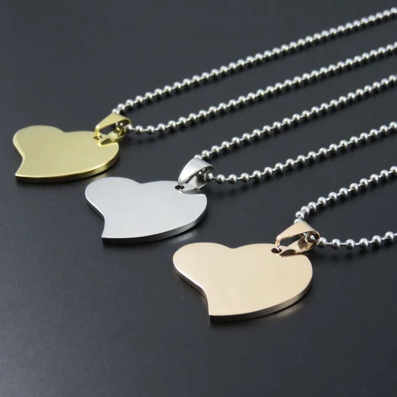 

3Colors 28mm*26mmLove Heart Dog Tags Necklace Pendant, Stainless Steel Dogtags Pendant For man & Women, Fashion Jewelry