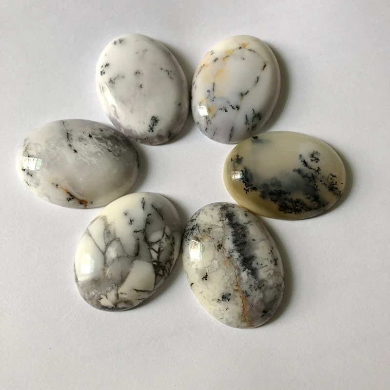 

AA Quality Natural White Opal Cabochons Oval 30x40mm Dendritic Opal CAB Semi precious stone Jewelry Cabochon Ring Face 1pcs/lot