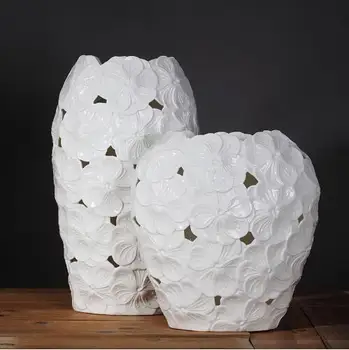

white Plum flower ceramic creative contracted flower vase pot home decor craft room decoration handicraft porcelain figurine