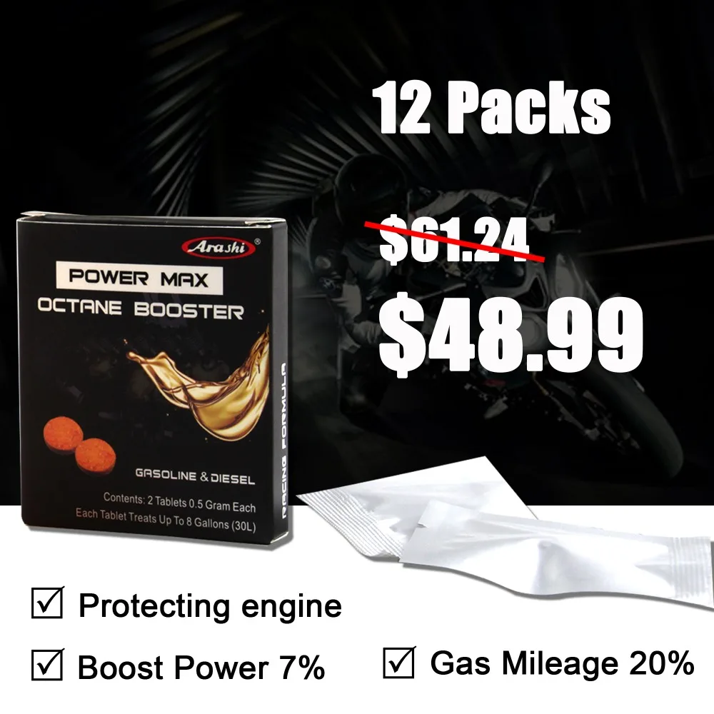 

12 Pack Arashi Octane Booster Motorcycle Gas Saving Fuel injector Cleaner Fuel Saver Oil Cleaner For Bmw R1200GS GS 1200 800 700