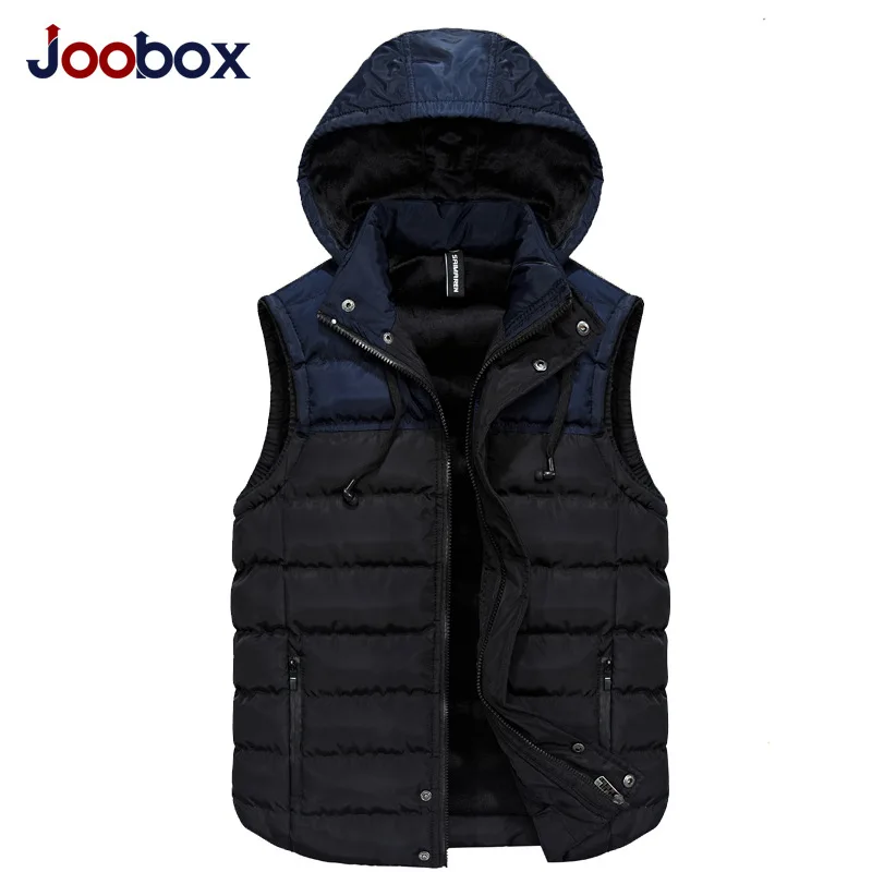 

JOOBOX 2017 New Winter Mens Sleeveless Jacket Vest Detachable Hat Autumn Cotton-padded Vest Male Vest Mens Casual Warm Waistcoat