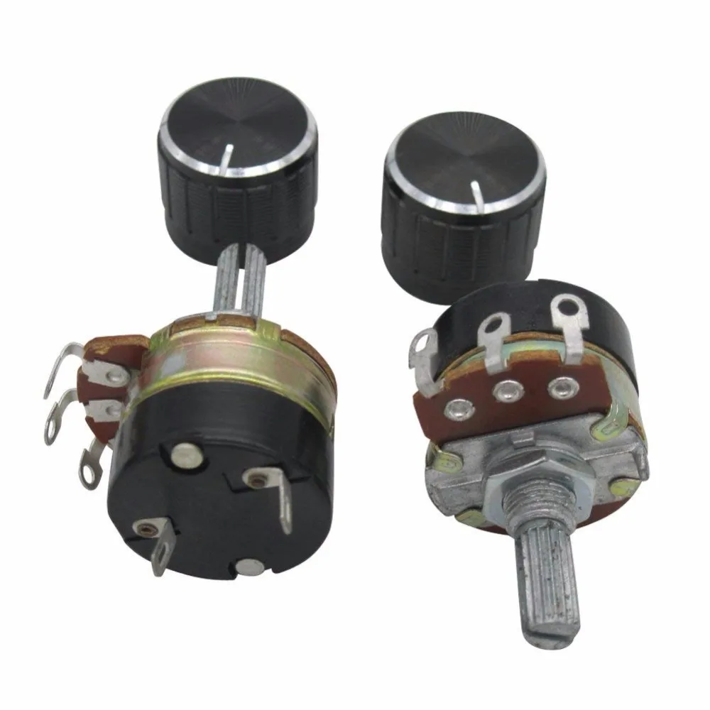 

TWTADE/2Pcs 50K Ohm Single Linear Taper Potentiometers with on/off Switch + 2pcs black Aluminum alloy knob