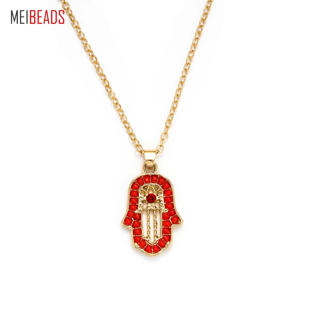 MEIBEADS Мода Циркон Фатима рука сглаза длинные цепочки ожерелья кулон для женщин