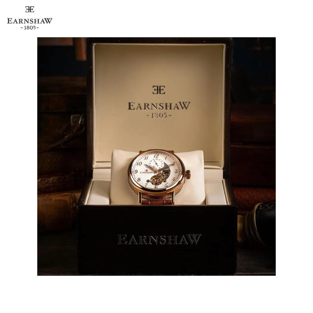Наручные часы Earnshaw ES 8082 03 мужские механические с автоподзаводом на кожаном