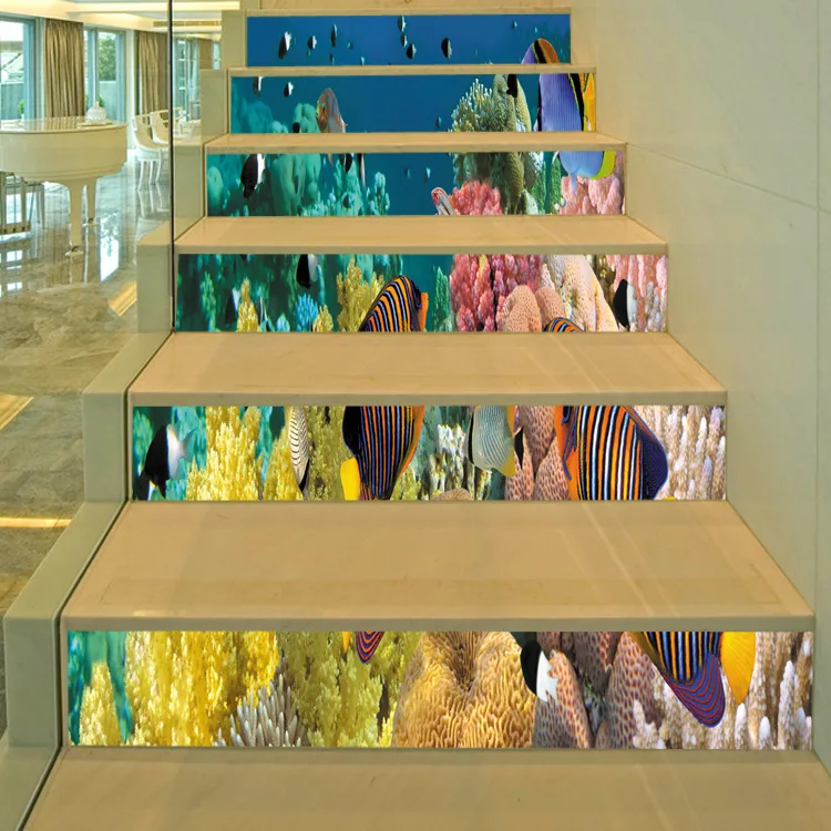 6 قطعة/المجموعة DIY 3D ورقة درج ملصقات يترك الدرج ملصقات الطابق ديكور الشارات ملصق ل غرفة المعيشة ديكور