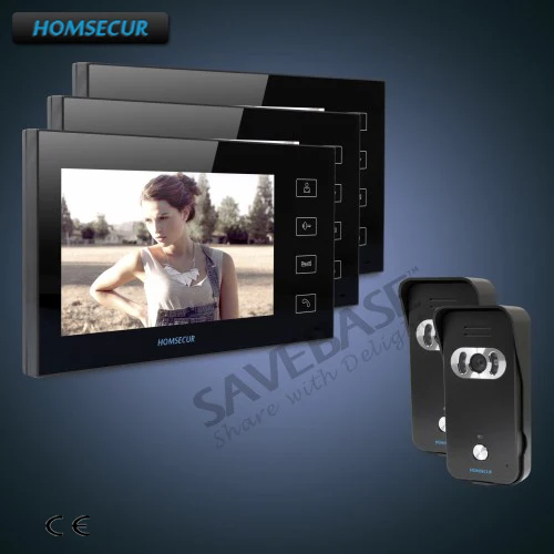 

HOMSECUR 2C3M 7" Wired Video Door Entry Phone Call System with Russian Delivery+Touch Button Monitor