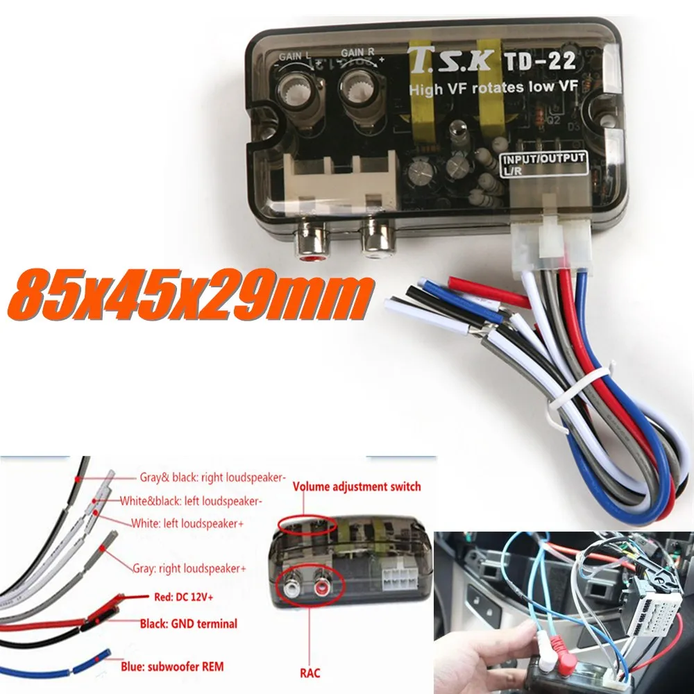 Convertidor Señal Altavoces Radio Coche-Previo RCA Conversor Alta-Baja CarAudio