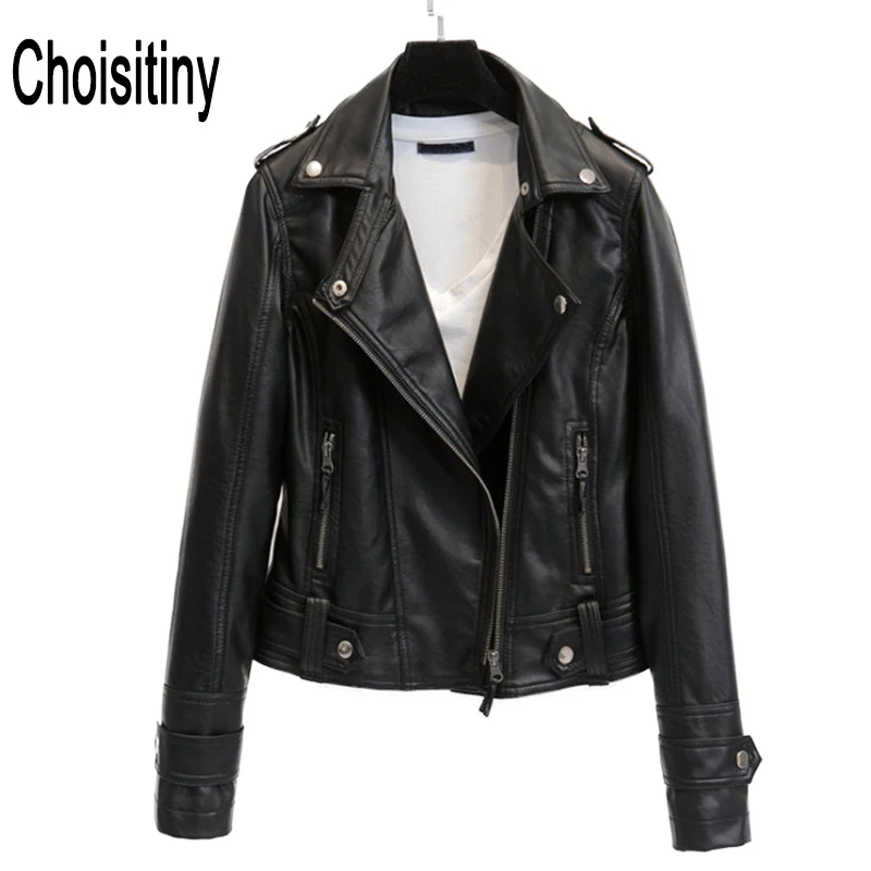 

New Autumn Size S-3XL Fashion Street Women's Short Washed PU Leather Ladies Basic Jacket Zipper Bright Colors Good Quality