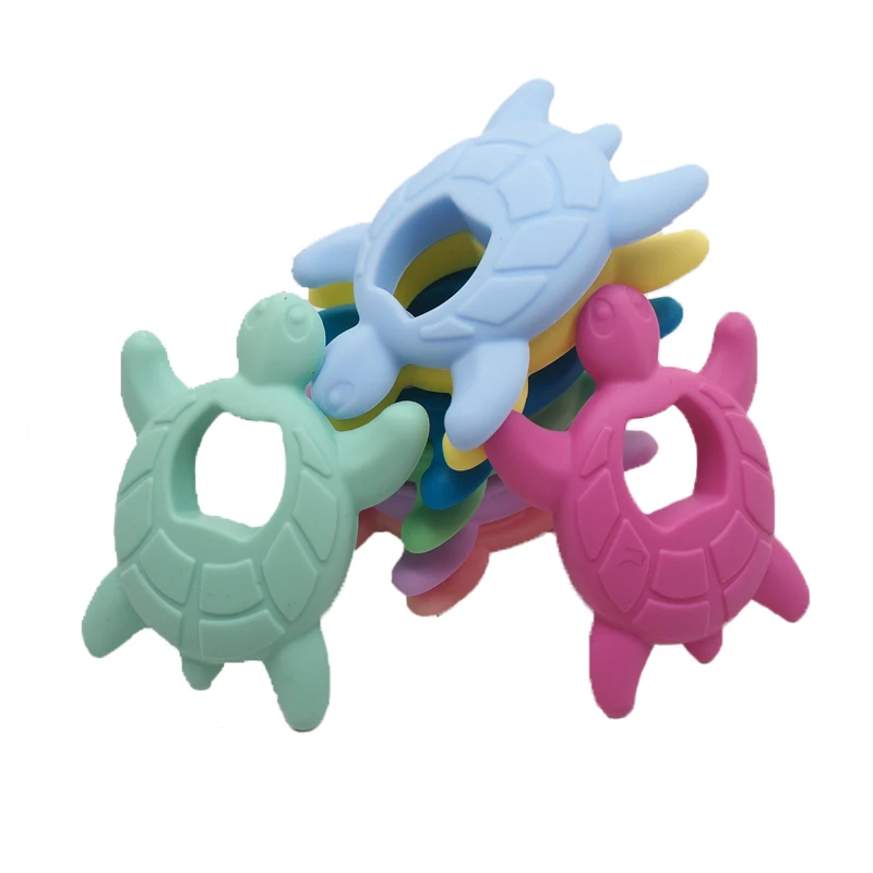 

Chenkai 10PCS BPA Free Baby Silicone Turtle Teether Silicone Tortoise Teething Food Grade For DIY Nursing Pacifier Chain Gifts