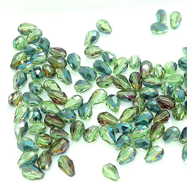 

Fashion 100pcs Faceted Teardrop Glass Crystal Charms Findings Water Drop Loose Spacer Beads 5X3mm DC30