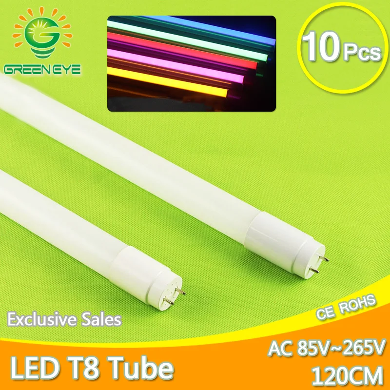 

High Bright LED Tube T8 18w 120cm/1200mm AC85-265V 10pcs/lot LED Fluorescent Light Tube LED Lamp milky cover SMD2835 Bulb neon