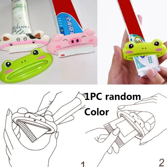 Пластиковый диспенсер для зубных паст присоски держатель роликовой трубки соковыжималка стоматологический крем ванная комната ручной шприц пистолет диспенсер - Цвет: 1Pc random color