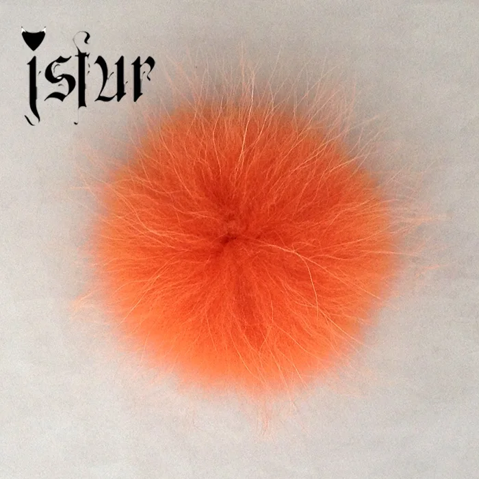 Енота мехом енота мяч 14-15cm помпон меха ключевая цепь детей шляпы шляпы шарфы аксессуары - Цвет: orange