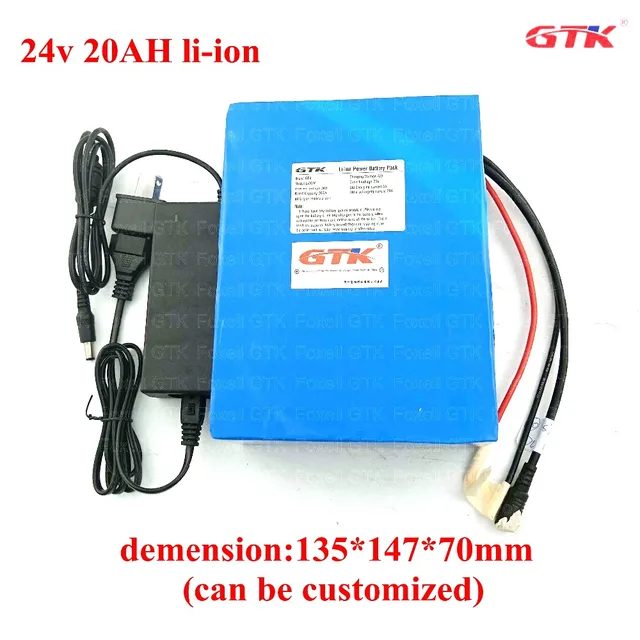 GTK 24V 20Ah lithium battery pack Lipo batteries rechargeable li ion for Ebike, wheelchair