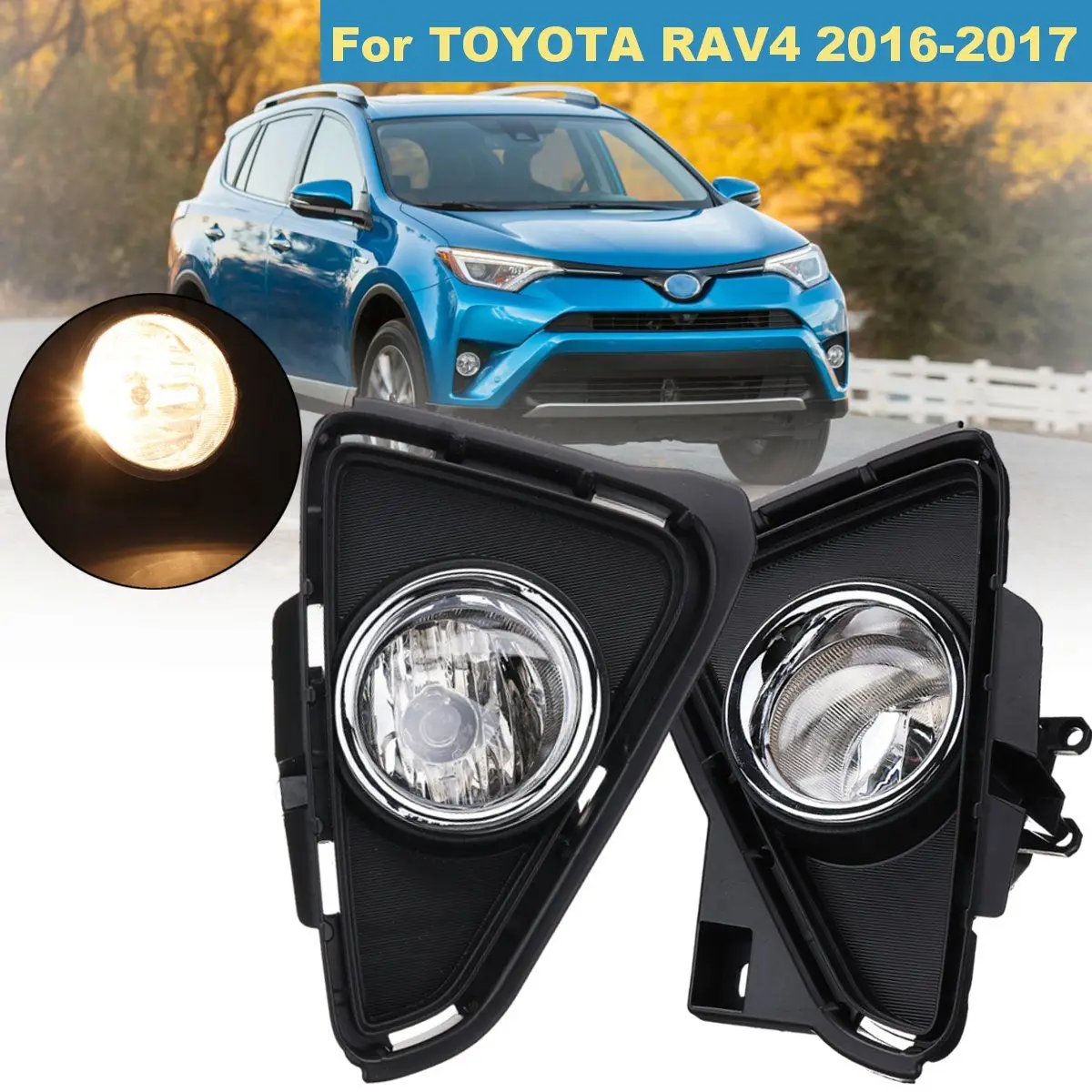 Pair Front Left Right Bumper Fog Lights Driving Lamps H16 w/ Harness