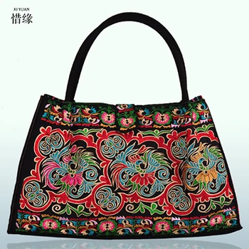 

Pure Handmade Hard Case embroidery ethnic handbags women handbag flower shoulder bag Lady shopping bags embroidered colorful bag