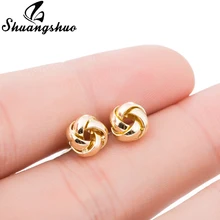 Shuangshuo, модные серьги с узлом для женщин, геометрические серьги, серьги-гвоздики, вечерние ювелирные изделия, серьги-гвоздики с узлом, Серебряные сережки oorbellen