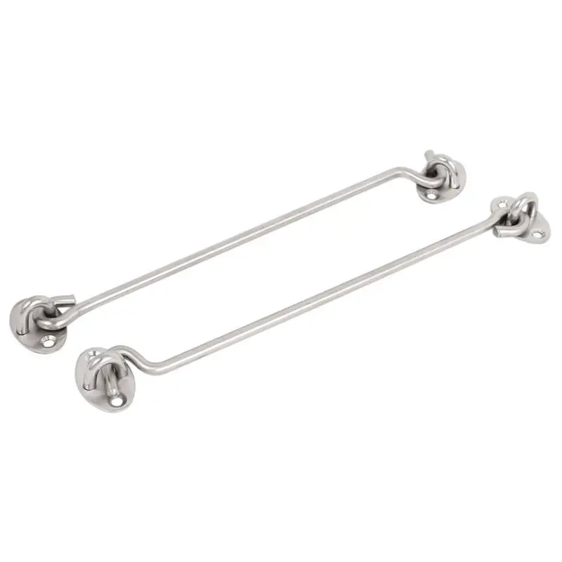 

2 Pcs 250mm/10-inch Long Repair Part Door Window Catch Eye Cabin Hook Silver