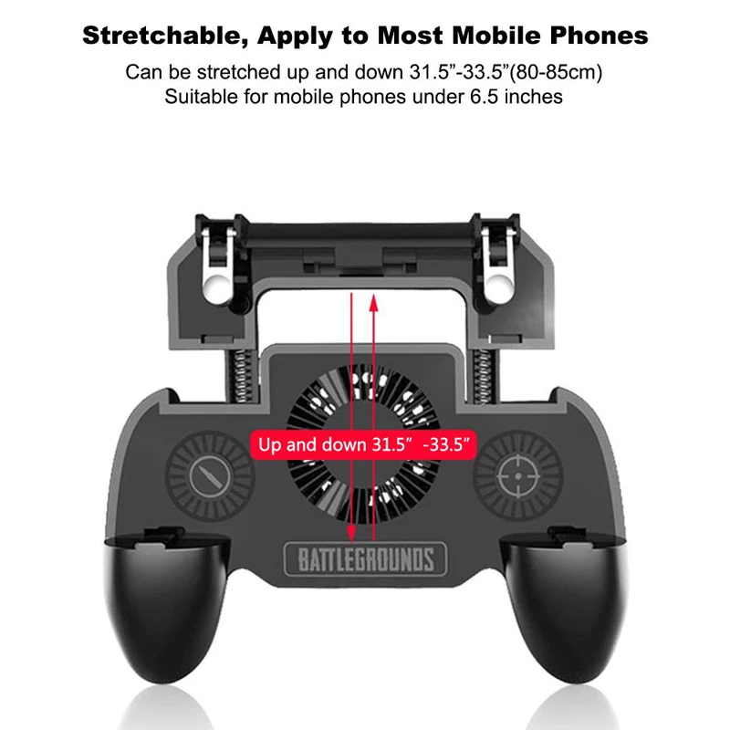Pubg Controller Gamepad Pubg Mobile Trigger L1R1 Shooter Joystick Game Pad Phone Holder Cooler Fan with 2000/4000mAh Power Bank