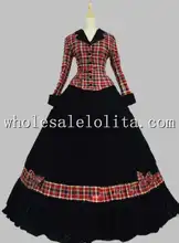 Pink Civil War Ball Gown Dress Tartan Velvet Reenactment Clothing Theatre Wear