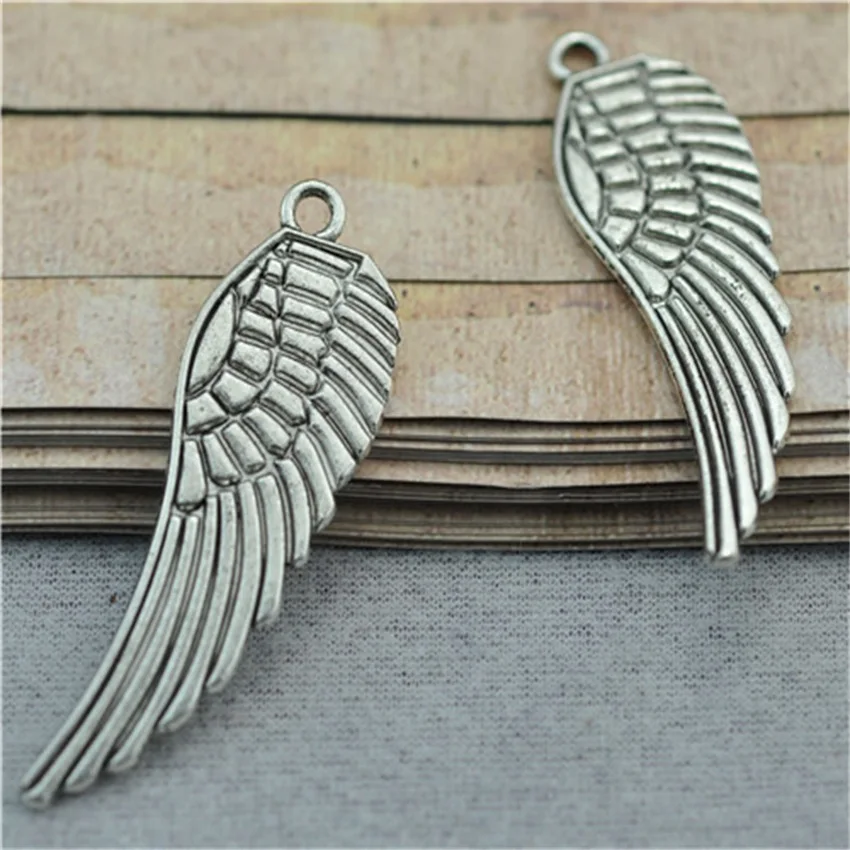 20pcs a lot single bail Angel Wing Pendant Wholesale antique Silver