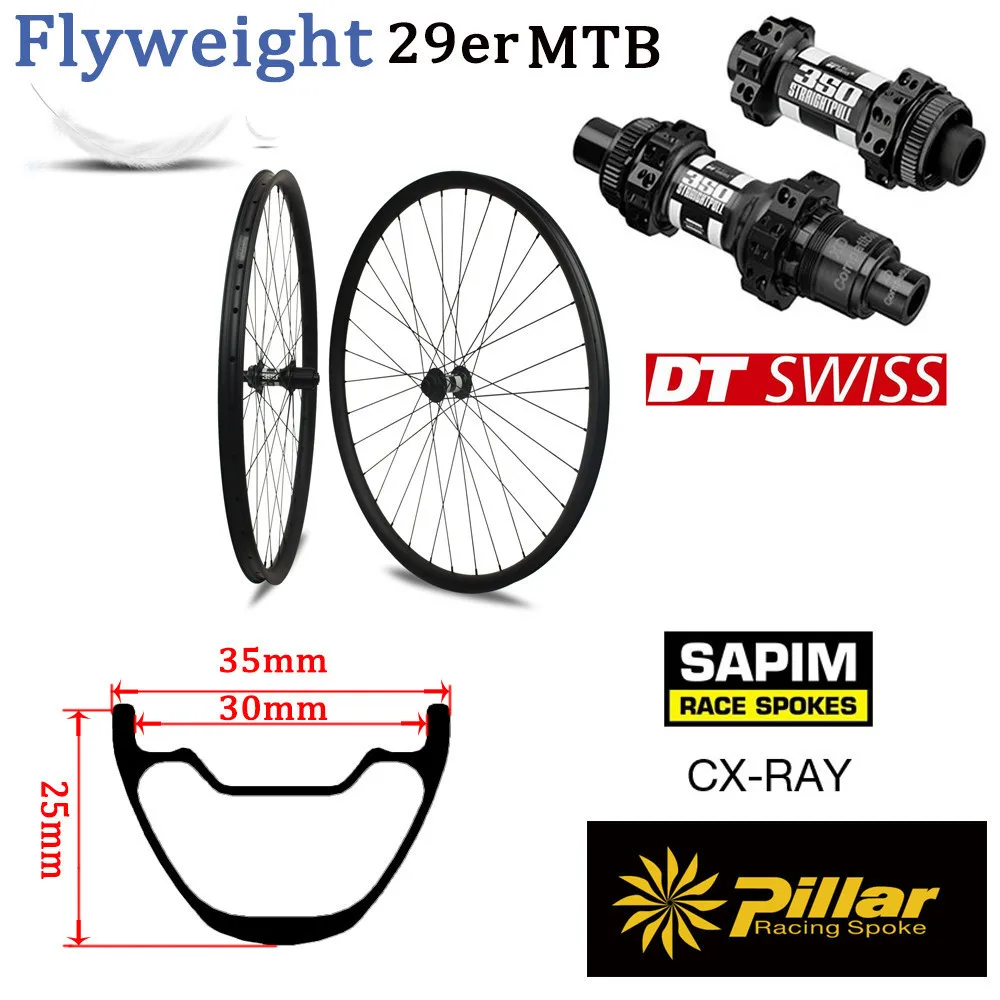 Discount 355g Only Light Weight Carbon Rim With DT Swiss 350 Hub For 29er Mountain Bike Wheelset Cross Country MTB Wheel Sapim Spoke 0