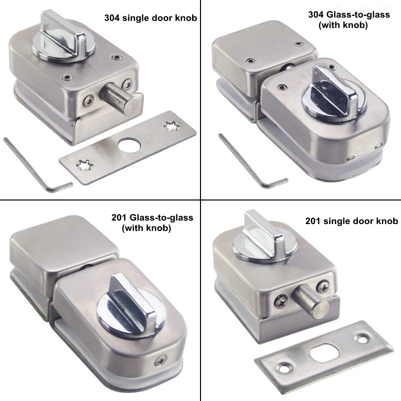 Stainless Steel 10 12 Mm Thickness Glass Door Lock No Drill Anti