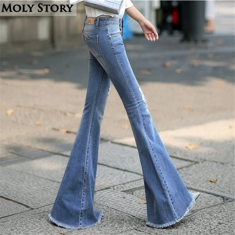 Popularne Ripped Flare Jeans- Kupuj Tanie Ripped Flare Jeans Moda new vintage super flare jeans sexy bliski wzrost hippie szerokości nogawek spodnie jeansowe ripped jeans - Popularne Ripped Flare Jeans- Kupuj Tanie Ripped Flare Jeans