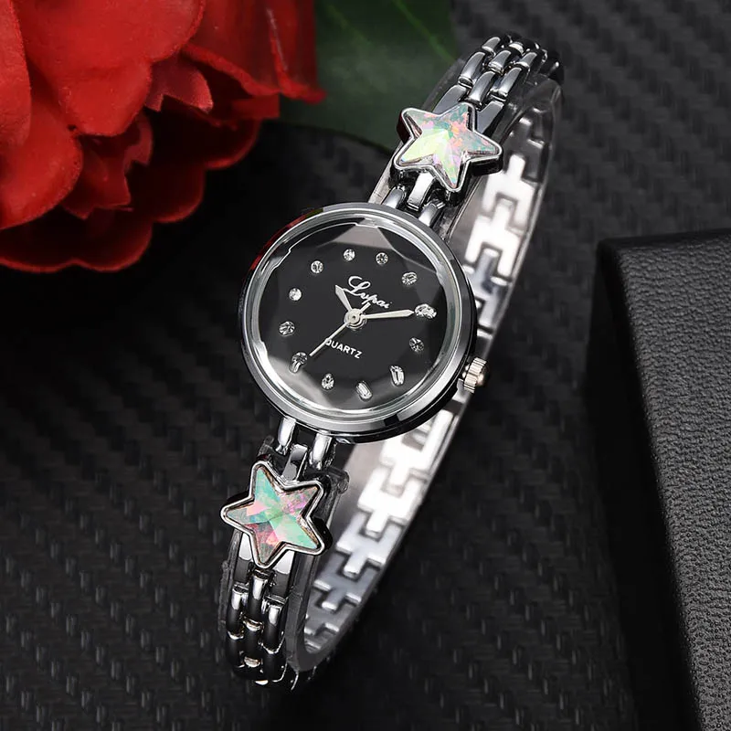 

Women Five-pointed Star Decor Alloy Band Quartz Watches Lady Decoration Watches M8694