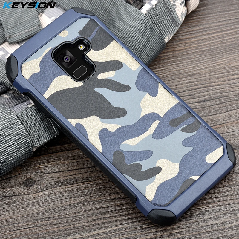 

KEYSION Phone Case for Samsung Galaxy A8+(2018) Army Camo Camouflage Pattern PC+TPU 2 in1 Anti-knock Back Cover for A8 Plus 2018