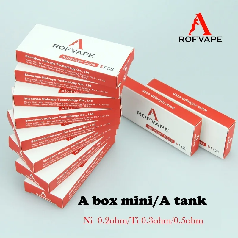 Оригинальный Rofvape Танк коробка мини распылитель катушки Ni 0.2ohm Ti 0.3ohm 0.5ohm органический хлопок катушки замена катушки голову e-сигареты