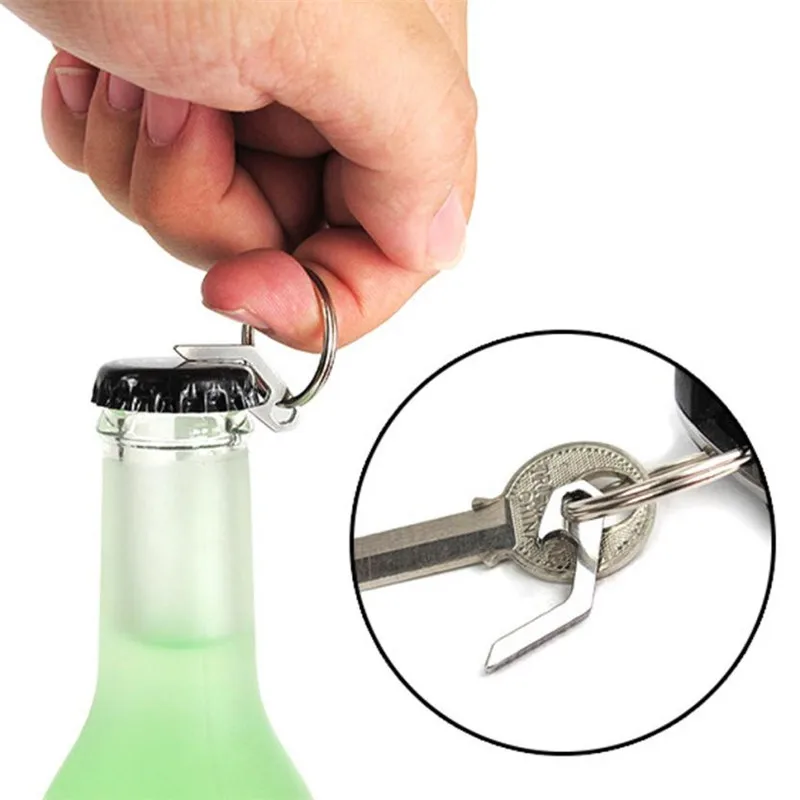 

Multi-function Wine Bottle Opener Keytrain Ring Kit Portable Steel Metal key chain Opening Jar Gadget Outdoor survival drop ship