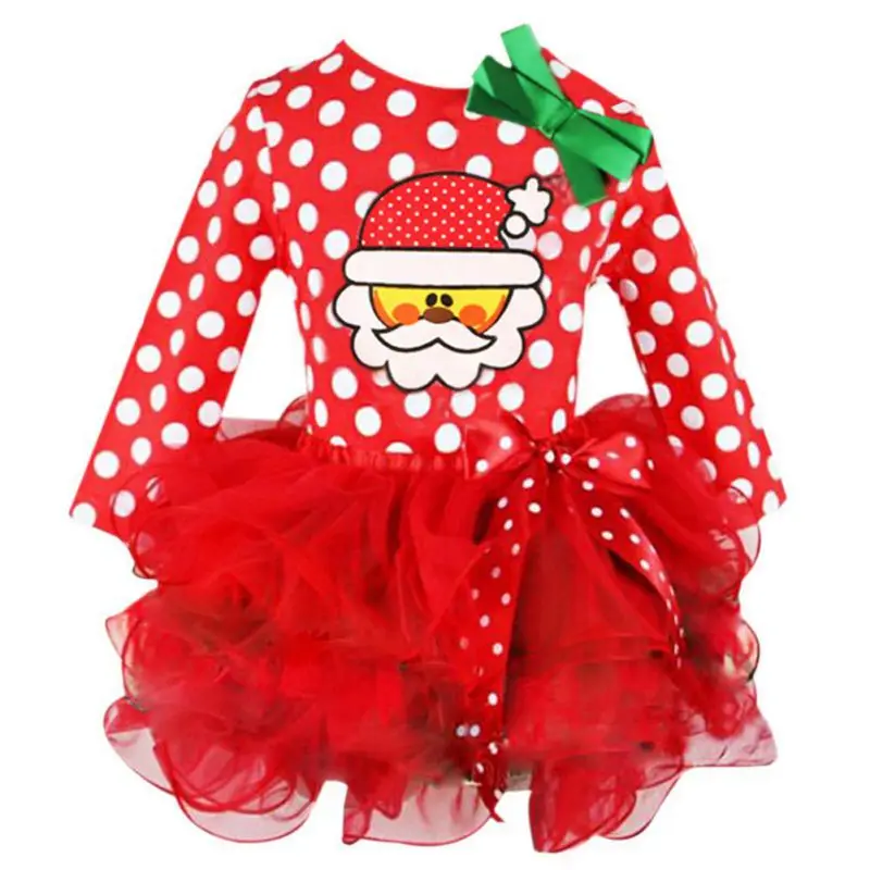

New Year Kids Baby Girls Santa Claus Letter Princess Party Dress Christmas Outfits Clothes Infant Gifts Dress For Girl