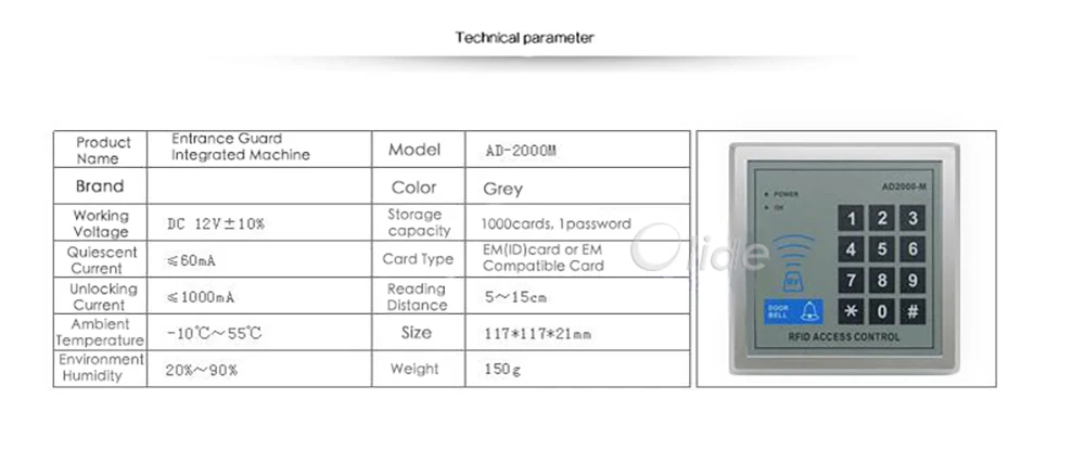 RFID Card Reader Access Keypad AD2000-M2