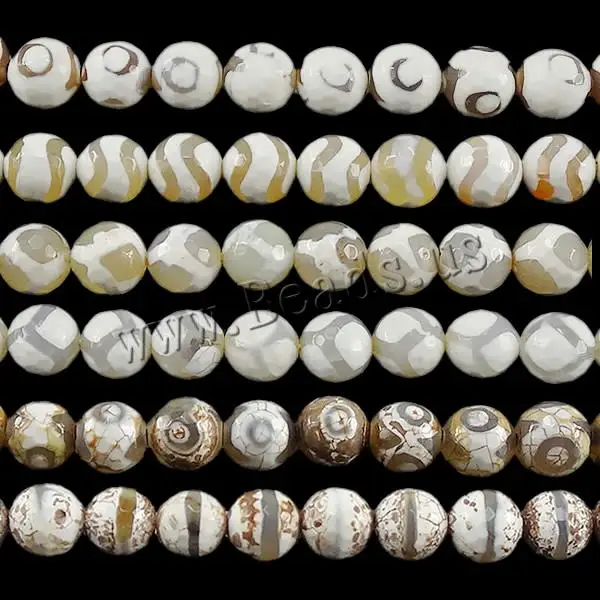 

Natural Tibetan AgateDzi Beads,High quality, Round, faceted & mixed, 8mm, Hole:Approx 1mm