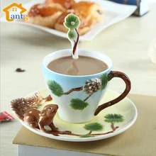3D Eichhörnchen Reine handbemalte Emaille Kaffeetasse tasse individualität kreative tassen Paare von kaffee tasse