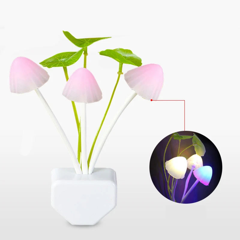 

Z90 Novelty Mushroom Fungus Night Light EU & US Plug Light Sensor 85V-260V 3 LEDs Colorful Mushroom Lamp Led Night Lights