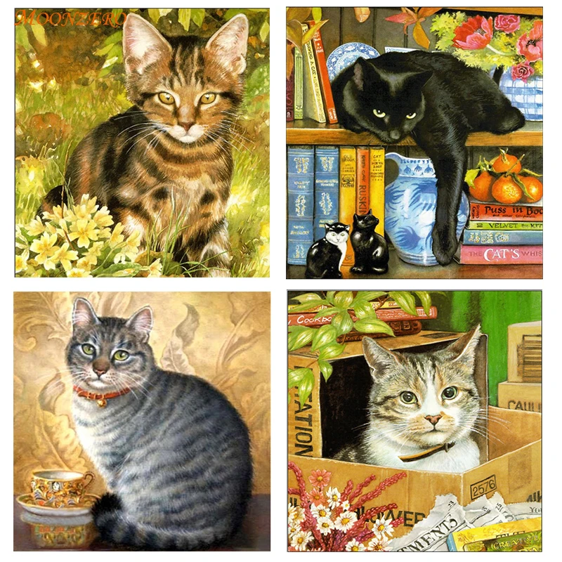 

5D Diy Diamond Animal Cat Painting Cross Stitch Diamond Mosaic European Home Decoration Wall Sticker Pendant Handmade Pattern