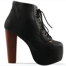 Schwerem boden Dick Heels Lace-up Damen Pumps Rabatt Heißer Verkauf Schwarz Apricot Braun Runde Zehe Big Size 40 Weibliche Schuhe