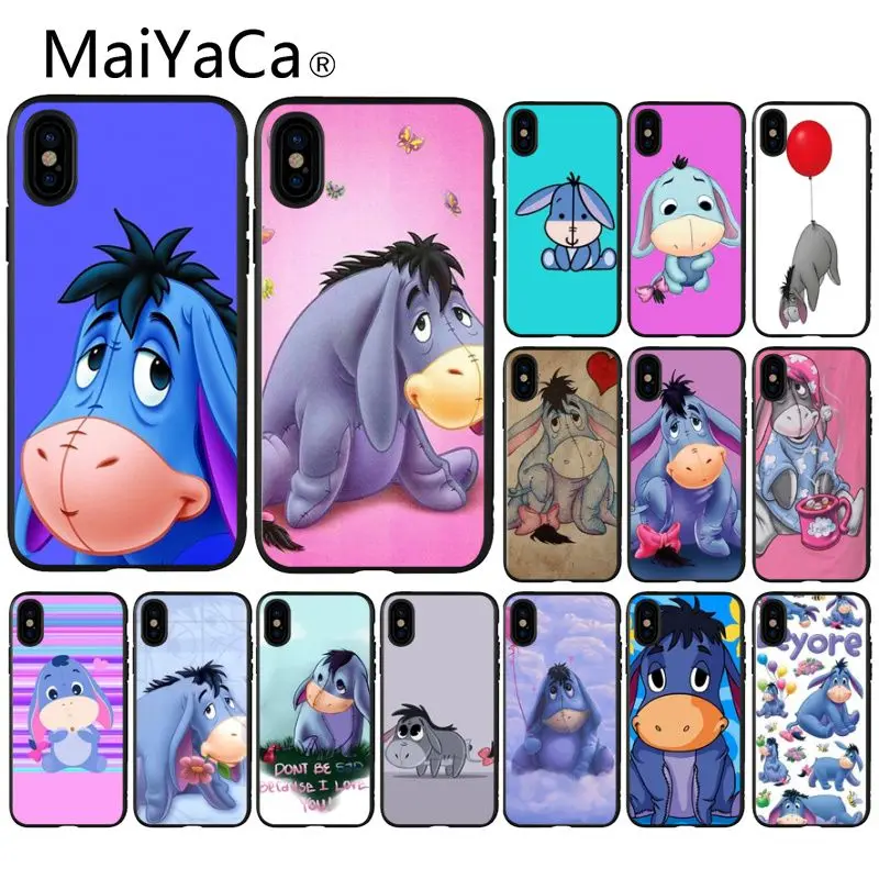 

MaiYaCa Baby Eeyore Eeyore Donkey TPU Soft Silicone Black Phone Case for Apple iPhone 8 7 6 6S Plus X XS MAX 5 5S SE XR Cover