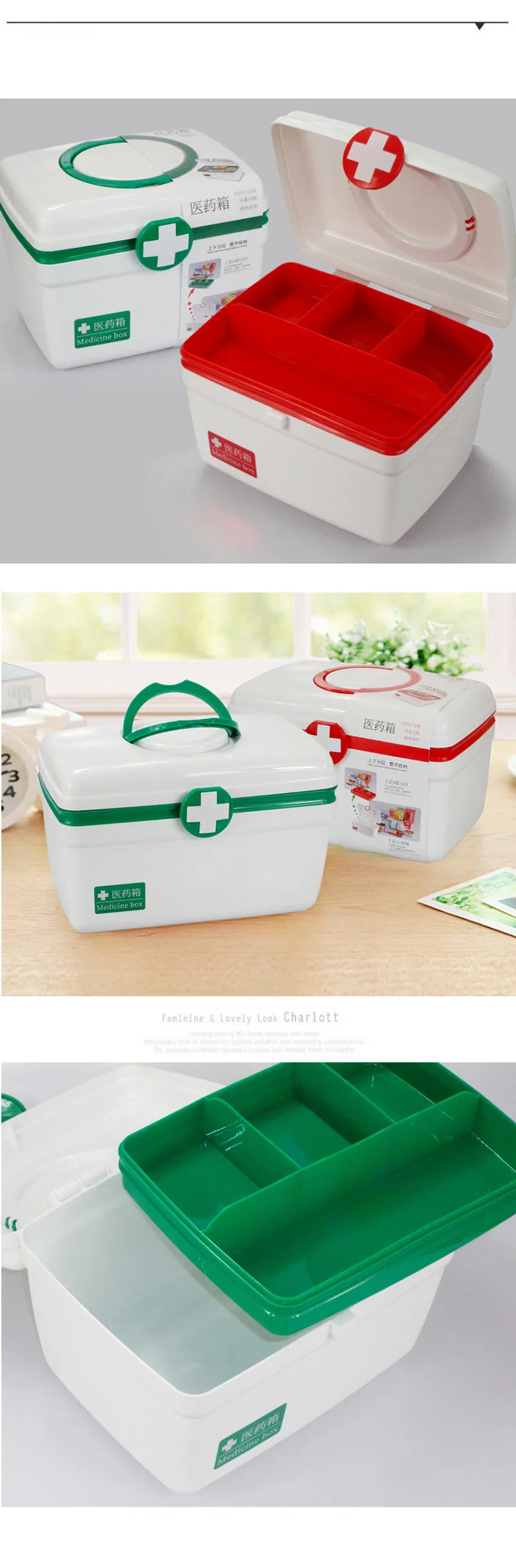 Многослойная коробка для хранения лекарств, Аварийная Аптечка, открытый ...
