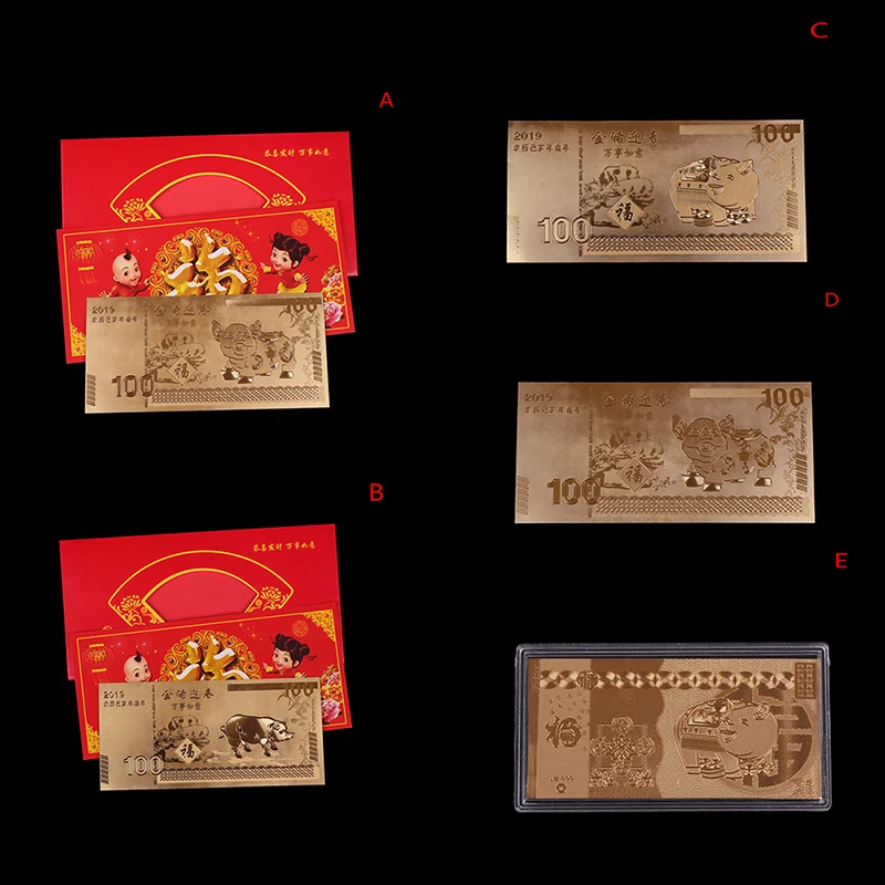 

Gold Silver Plated 2019 Fu Pig Commemorative Coin Year Of Pig Delivers Money Coins Collection New Year Gift