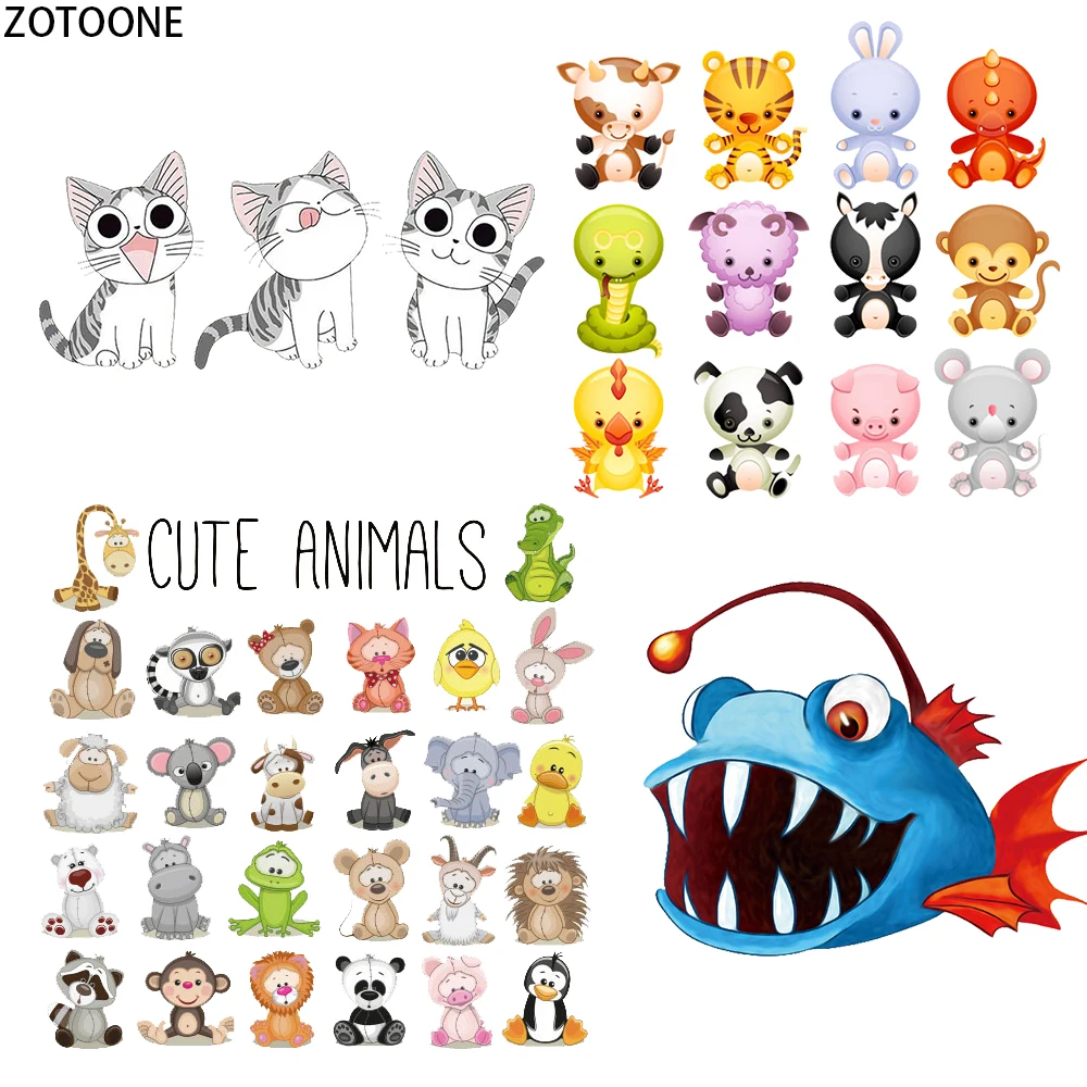 

ZOTOONE Cute Cartoon Animals Patches for Clothing Iron on Transfer Patch Applique Diy Feat Transfer Stickers on Clothes Badges E