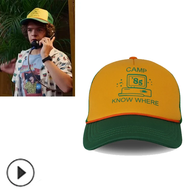 

Adult Stranger Things 3 Dustin Hat Mesh Cosplay Props Cap “Camp Know Where” TV show